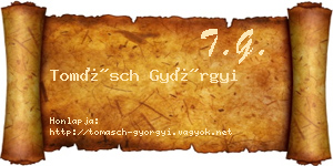 Tomásch Györgyi névjegykártya
